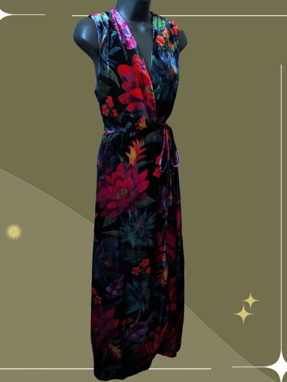 ✨ Nwt Farm Rio Flower Season Wrap Maxi dress With Seed Bead Ties Size S